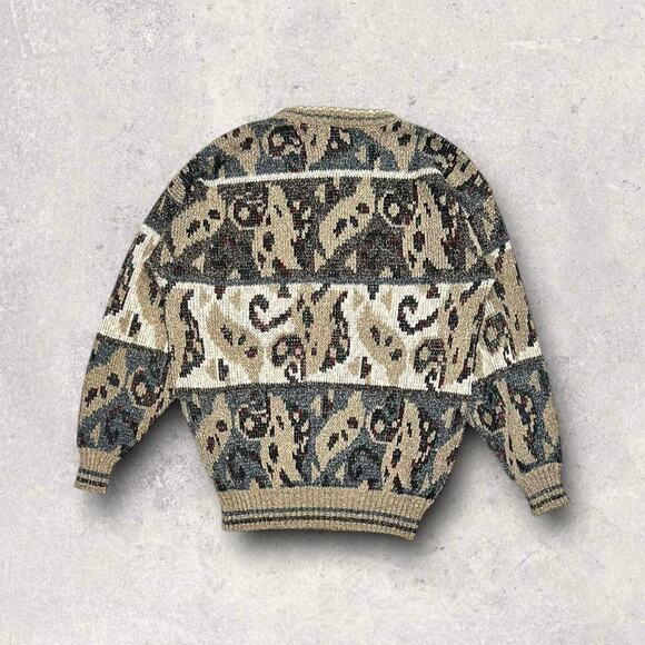 ★ Vintage (90’s) Abstract Patterned Cozy Knit “Grandpa” Sweater by Method ★ - Picture 3 of 7